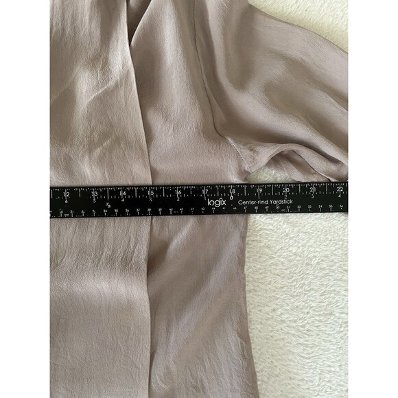 Gold Hawk Silk Blouse Button Front Taupe Size Small - Picture 9 of 10